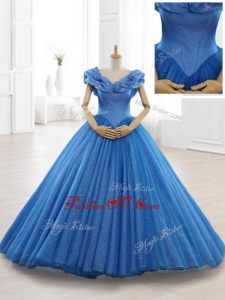 2016 Exclusive Appliques Off the Shoulder Sweet 16 Dresses in Blue