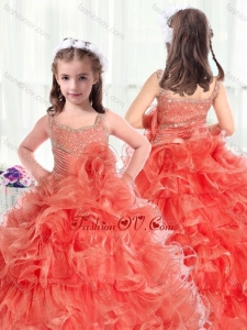 New Style Straps Little Girl Pageant Dresses with Beading and Ruffles
