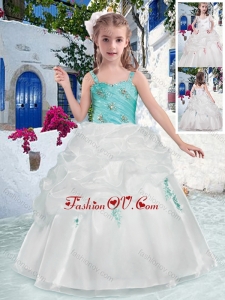Fashionable Straps Cheap Flower Girl Dresses with Beading and Bubles