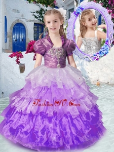 2016 Gorgeous Straps New Style Little Girl Pageant Dresses with Ruffled Layers and Beading