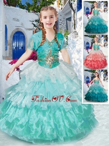 2016 Halter Top New Style Little Girl Pageant Dresses with Ruffled Layers and Beading