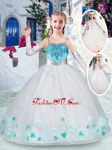 2016 White Cheap Little Girl Pageant Dresses with Appliques and Beading