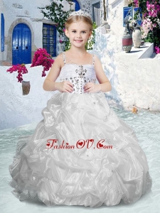 Beautiful Spaghetti Straps Cheap Flower Girl Dresses with Beading and Bubles