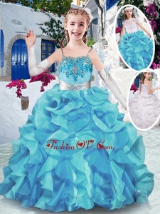Best Spaghetti Straps New Style Little Girl Pageant Dresses with Appliques and Ruffles