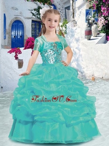 Best Spaghetti Straps New Style Little Girl Pageant Dresses with Beading and Bubles