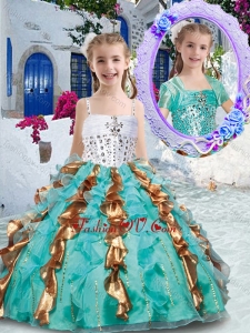 Gorgeous Spaghetti Straps New Style Little Girl Pageant Dresses with Beading and Ruffles