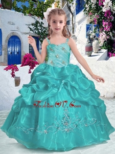 Most Popular Straps New Style Little Girl Pageant Dresses with Beading and Bubles