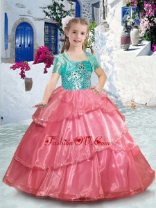 Pretty Spaghetti Straps New Style Little Girl Pageant Dresses with Ruffles and Beading
