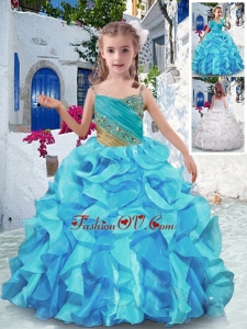 Wonderful Spaghetti Straps New Style Little Girl Pageant Dresses with Beading and Ruffles