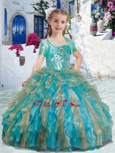 New Style Sweet Spaghetti Straps Little Girl Pageant Dresses with Beading and Ruffles
