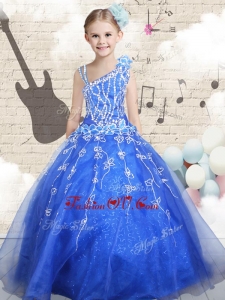 New Style Ball Gown Asymmetrical Little Girl Pageant Dresses with Beading