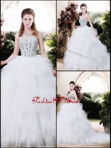 2016 Best Selling Strapless Wedding Dresses with Beading and Ruffles