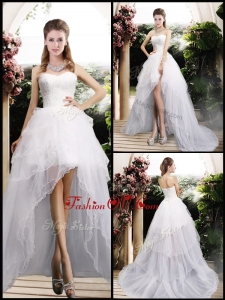 2016 New Arrivals High Low Wedding Dresses with Ruffles