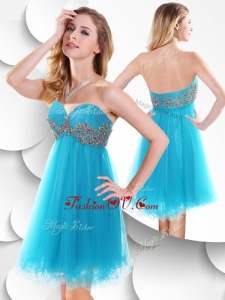 2016 Sweet Short Baby Blue Prom Dress with Beading