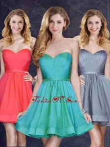 2016 Low Price Turquoise Short Bridesmaid Dress with Belt