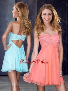 2016 Simple Applique and Sequined Short Bridesmaid Dress in Peach