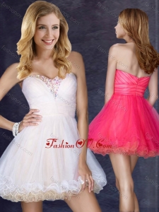 2016 Hot Sale Short Sweetheart Prom Dress with Beading in Organza