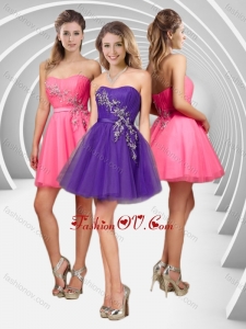 2016 Latest A Line Applique with Beading Short Prom Dress in Tulle