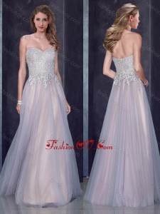 2016 Custom Made Empire Applique Silver Vintage Prom Dress in Tulle