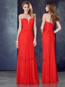 2016 Empire Sweetheart Red Vintage Prom Dress with Ruching and Belt