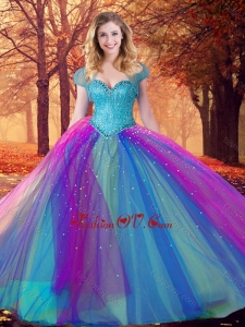 Custom Designed Multi Color Quinceanera Dress with Beading