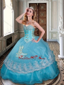 New Arrivals Ball Gown Baby Blue Sweet 16 Dress with Appliques and Beading