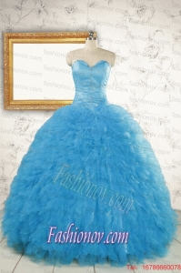 2015 Most Popular Baby Blue Quinceanera Dresses with Beading