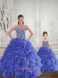 Wonderful Blue Princesita Dress with Beading and Ruffles