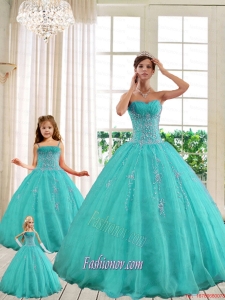 2015 Luxurious Turquoise Princesita With Quinceanera Dresses with Beading