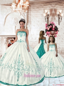 Top Seller White Princesita Dress with Turquoise Embroidery