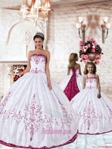 Trendy Fuchsia Embroidery White Princesita Dress for 2015