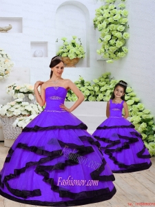 2015 New Style Beading and Ruching Organza Lavender Princesita Dress