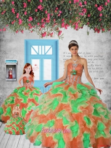 Exclusive Orange and Red Princesita Dress with Appliques and Ruffles for 2015