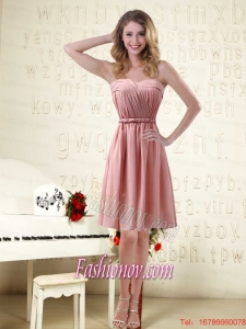 Sassy Sweetheart Ruched Bridesmaid Dresses in Chiffon with Waistband