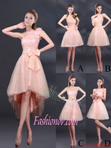 2015 Lace Up Organza Bridesmaid Dress with A Line