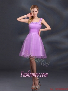 Elegant A Line Straps Lilac Bridesmaid Dresses with Appliques