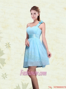 A Line Ruching Chiffon Bridesmaid Dresses with One Shoulder