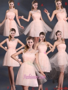 Baby Pink Mini Length 2015 The Most Popular Bridesmaid Dresses