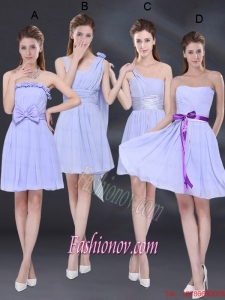 2015 Elegant Chiffon Lace Up Bridesmaid Dress in Lavender