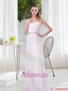 2015 Simple Empire Ruching Bridesmaid Dresses in White