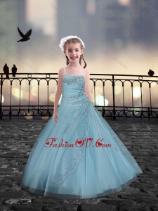 Spaghetti Straps Beaded Birthday Party Dresses in Light Blue