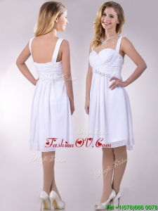 New Applique Decorated Straps and Waist White Dresses Dress in Chiffon