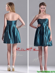 New Arrivals Strapless Ruched Taffeta Short Bridesmaid Dress in Teal