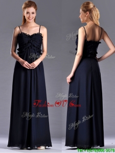 Simple Empire Straps Chiffon Ruching Navy Blue Dama Dresses for Quinceanera for Holiday