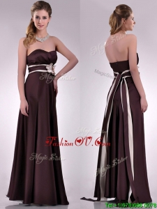 Top Selling Applique Decorated Waist Brown Mother Dress in Taffeta