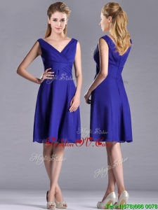 Top Selling Empire Chiffon Zipper Up Mother Dress with V Neck