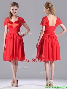 Top Selling Empire Short Sleeves Chiffon Selling Dress in Red