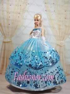 Sequin Decorate and Ball Gown Dress for Noble Barbie