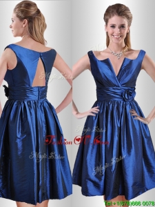 Unique Open Back Hand Crafted Flower Prom Dress in Royal Blue