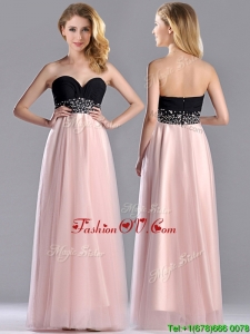 2016 Modern Empire Beaded and Ruched Prom Dress in Baby Pink and Black